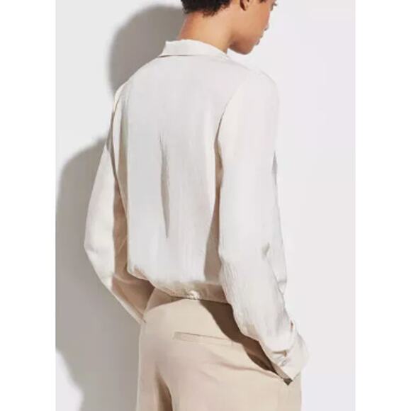 Vince Drawstring Hem Lapel Blouse Shirt Size 2 | Business Office Outfit - Picture 3 of 12